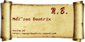 Mézes Beatrix névjegykártya